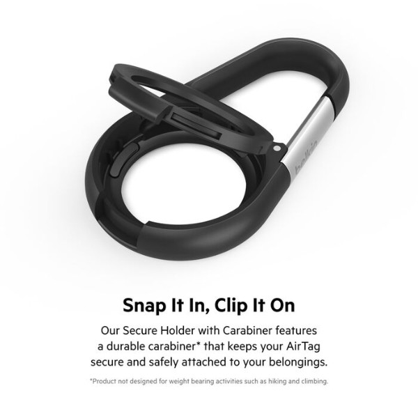 Фото - Чехол для беспроводного маяка Belkin Secure Holder Carabiner AirTag, Black (MSC008BTBK)